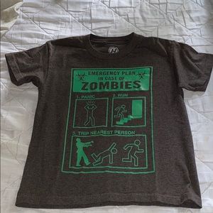 Hybrid Kid Boy Youth Gray & Green Zombies Short Sleeve Shirt